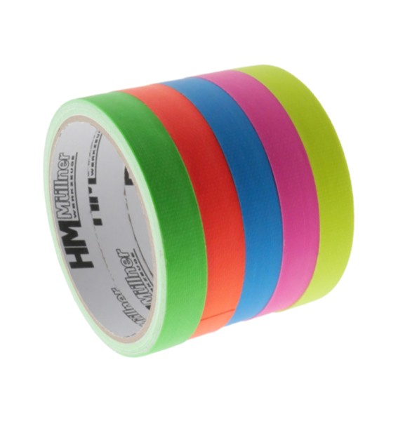 Neon-Klebe-/Markierband-Set, 5-tlg., 25 m