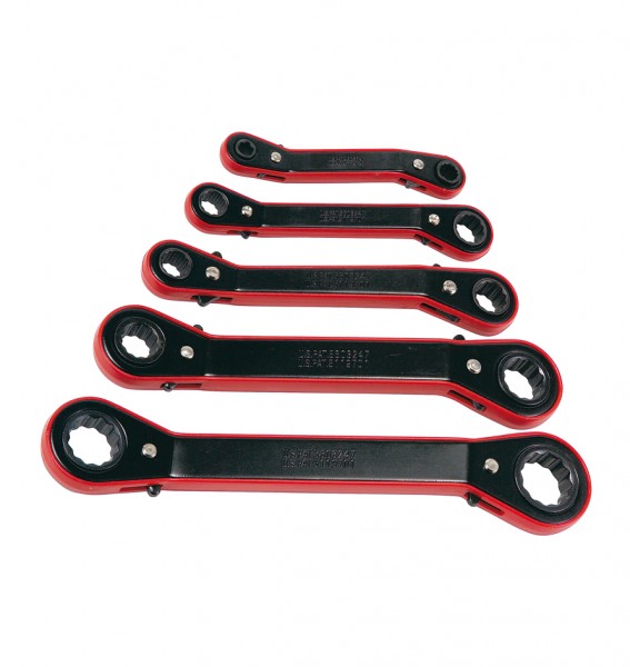 Ringschlüsselsatz mit Knarrenfunktion, 5-tlg., 6 bis 21 mm